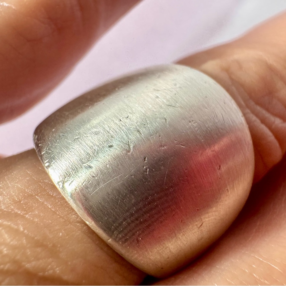 Vintage Brushed Sterling Silver Chunky Wide Band Ring